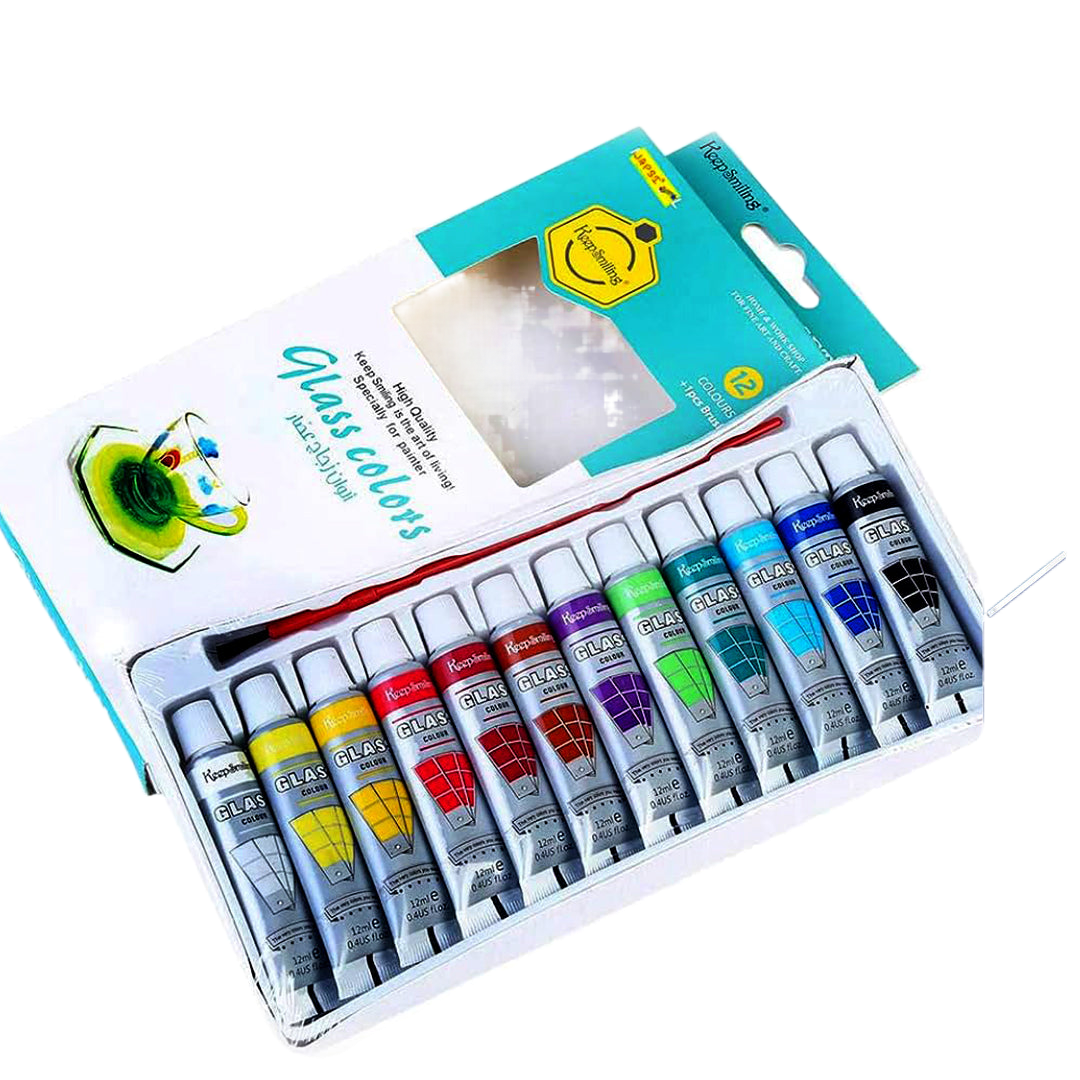 12 Glass Painting Colors - Set for Painting 12ml [PD][12's Set] - Kaliber