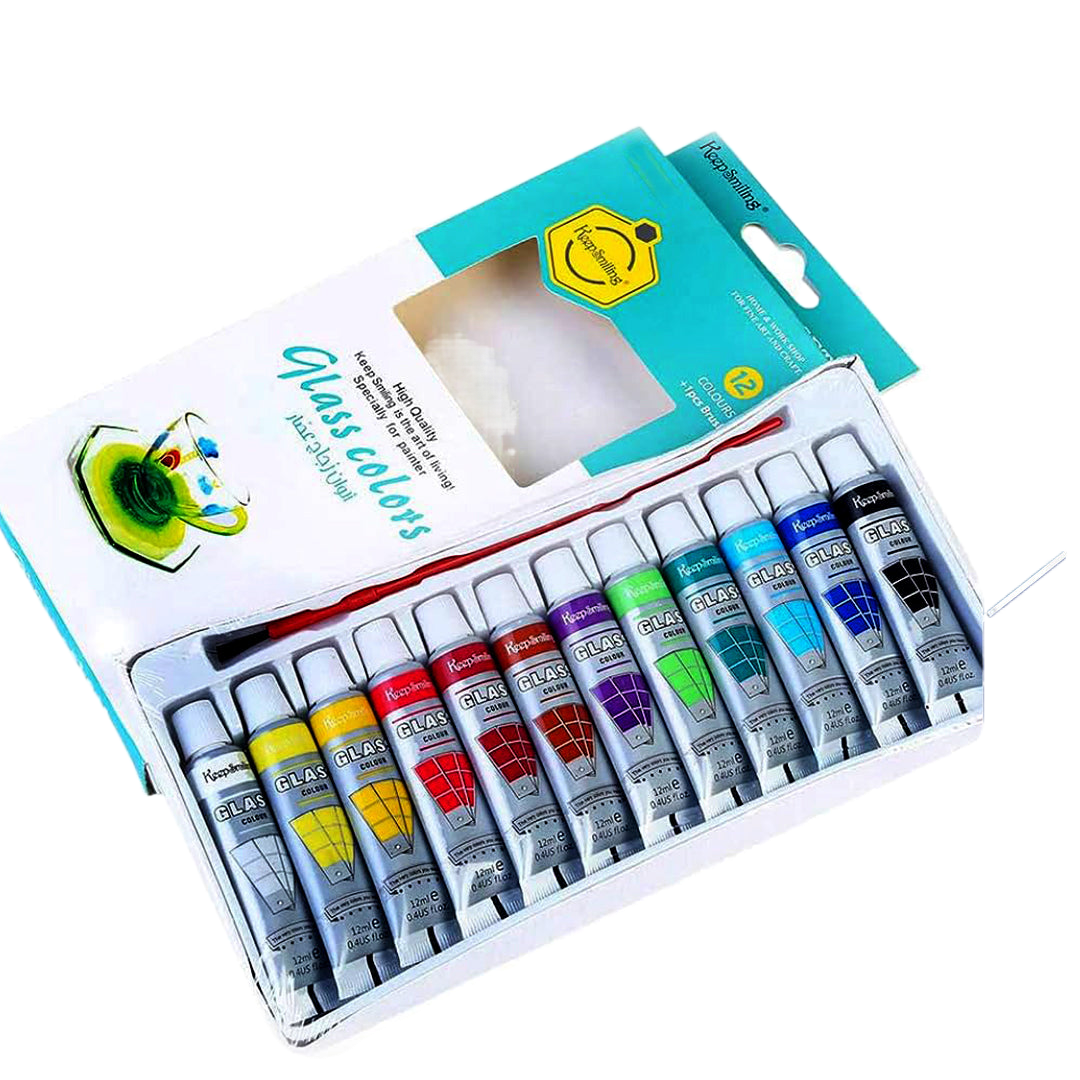 12 Glass Painting Colors - Set for Painting 6ml [PD][12's Set] - Kaliber