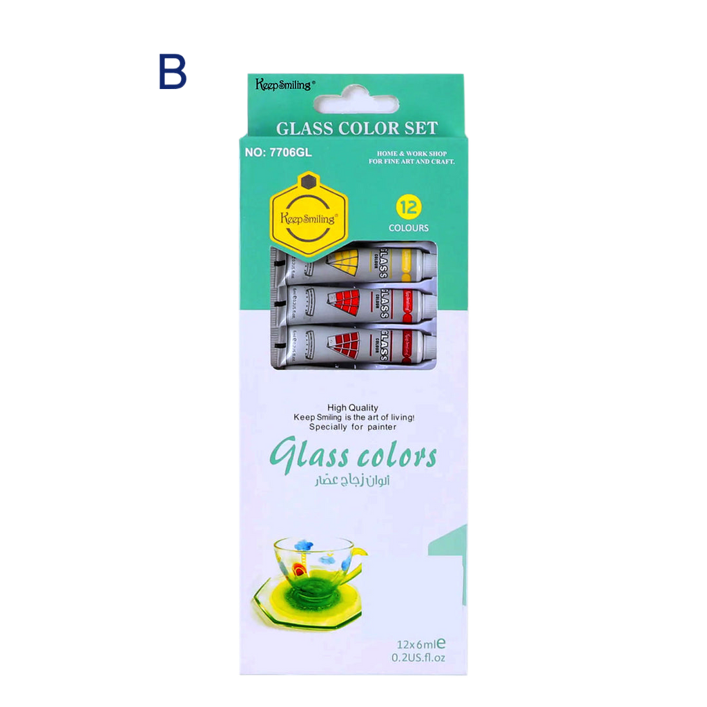 12 Glass Painting Colors - Set for Painting 6ml [PD][12's Set] - Kaliber