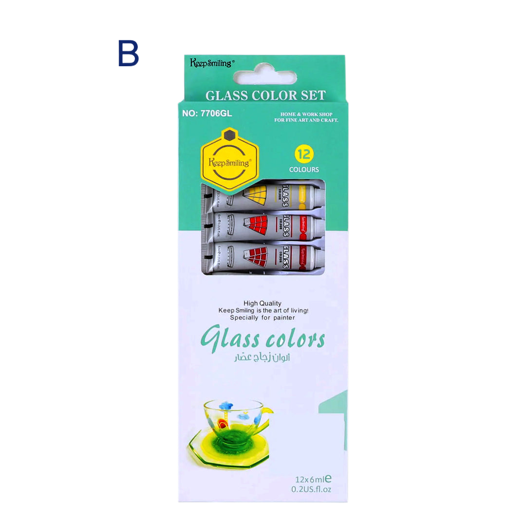 12 Glass Painting Colors - Set for Painting 6ml [PD][12's Set] - Kaliber