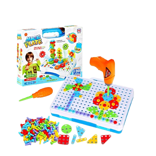 2 in 1 Magic Puzzle Plate – 190 PCs Assembly Accessories[1Pc][PD] - Kaliber