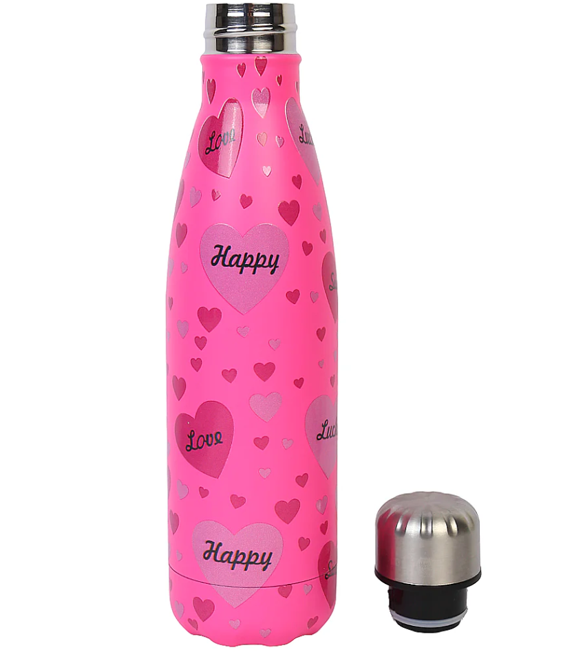 Happy Pink Stainless Steel Water Bottle 500ML [PD][1Pc]