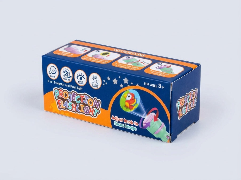 2 In 1 Projection Flashlight Toy for Kids – Educational Projector Torch Light [PD.]