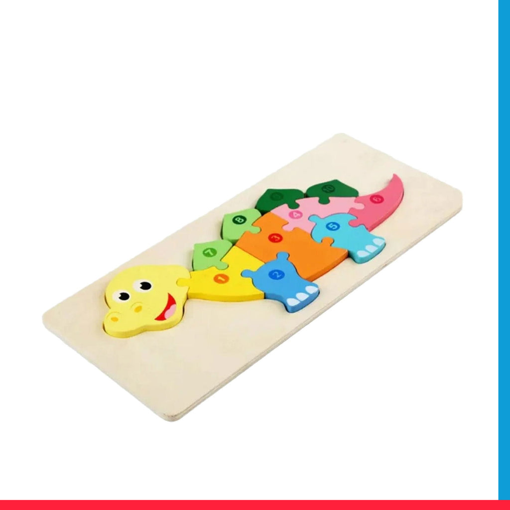 Colorful Wooden Dinosaur Shaped Puzzle with Numerical Number [PD]