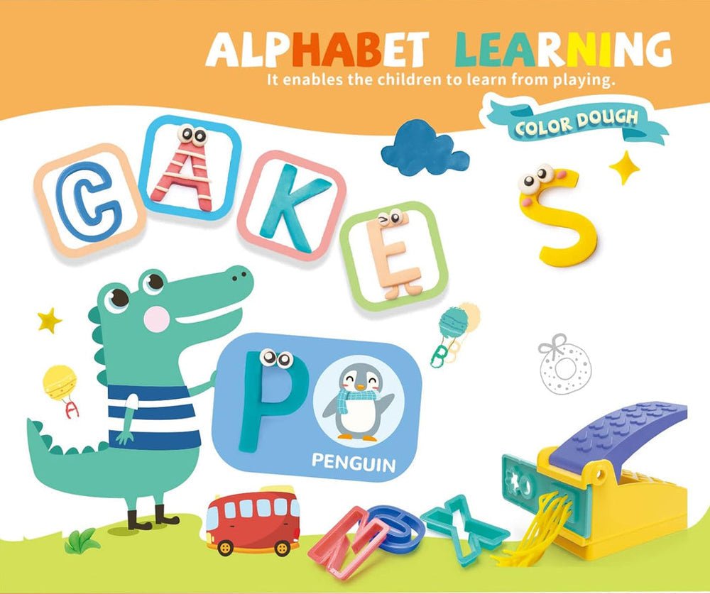 Alphabet Dough Tools Cutter Shape and Learn Letters and Language Dough Tools for Kids [PD]