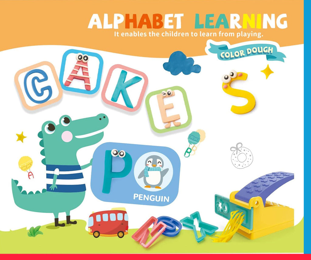 Alphabet Dough Tools Cutter Shape and Learn Letters and Language Dough Tools for Kids [PD]
