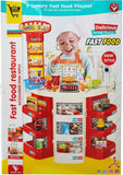Kids Fashion Fast Food Restaurant Children's Playset Cooking Food Role Portable Red Electronic Lights boy & girl toys,[PD]