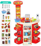 Kids Fashion Fast Food Restaurant Children's Playset Cooking Food Role Portable Red Electronic Lights boy & girl toys,[PD]