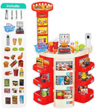 Kids Fashion Fast Food Restaurant Children's Playset Cooking Food Role Portable Red Electronic Lights boy & girl toys,[PD]