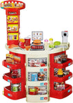 Kids Fashion Fast Food Restaurant Children's Playset Cooking Food Role Portable Red Electronic Lights boy & girl toys,[PD]
