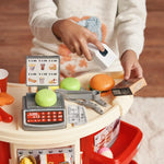 Kids Fashion Fast Food Restaurant Children's Playset Cooking Food Role Portable Red Electronic Lights boy & girl toys,[PD]