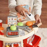 Kids Fashion Fast Food Restaurant Children's Playset Cooking Food Role Portable Red Electronic Lights boy & girl toys,[PD]
