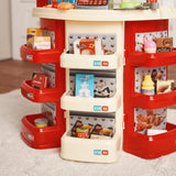 Kids Fashion Fast Food Restaurant Children's Playset Cooking Food Role Portable Red Electronic Lights boy & girl toys,[PD]