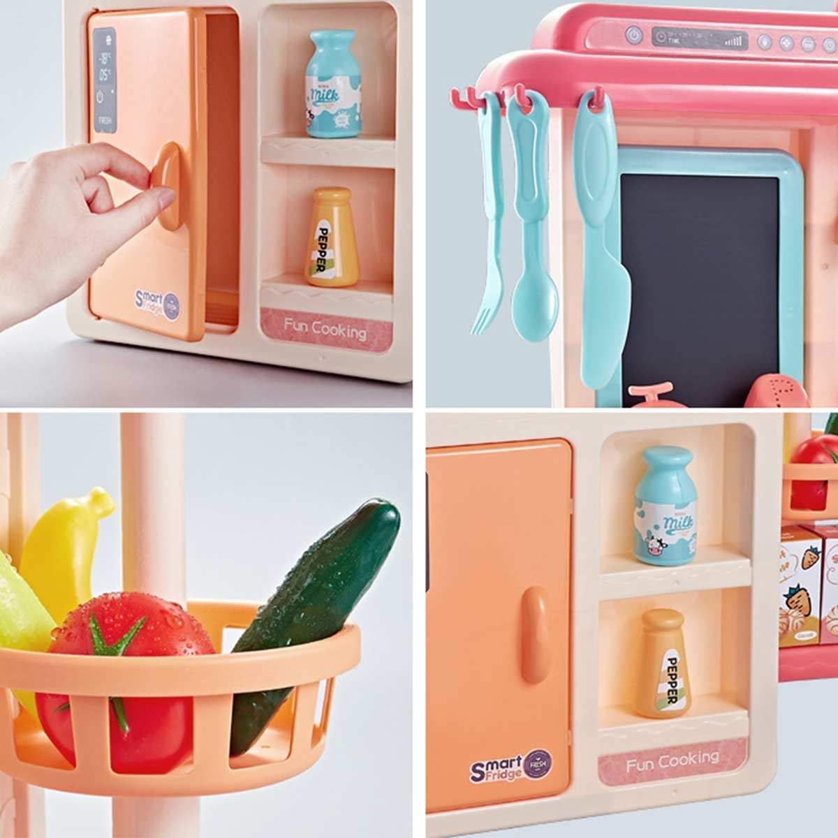 Kitchen Set Toys with 42 Pcs Lights & Sounds, Play Sink with Running Water, Dessert Shelf Toy & Accessories Kitchen Set [PD]