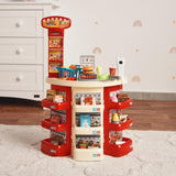 Kids Fashion Fast Food Restaurant Children's Playset Cooking Food Role Portable Red Electronic Lights boy & girl toys,[PD]