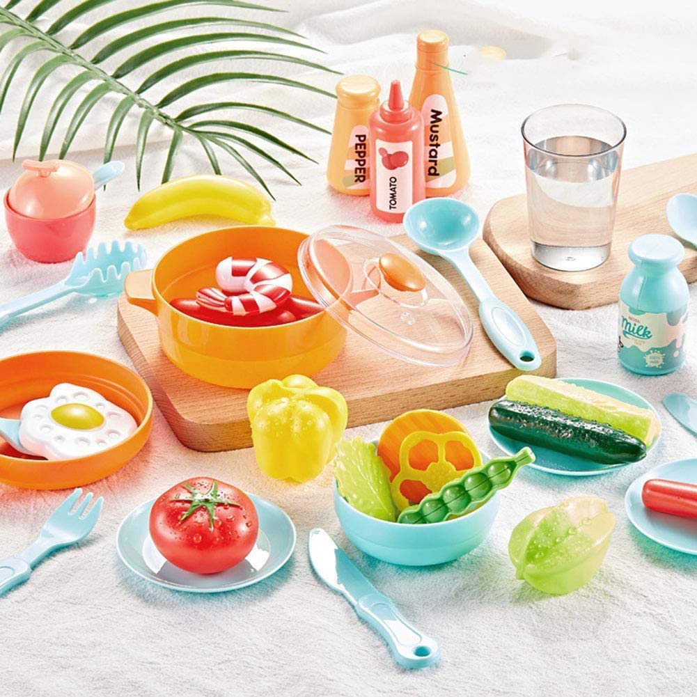 Kitchen Set Toys with 42 Pcs Lights & Sounds, Play Sink with Running Water, Dessert Shelf Toy & Accessories Kitchen Set [PD]