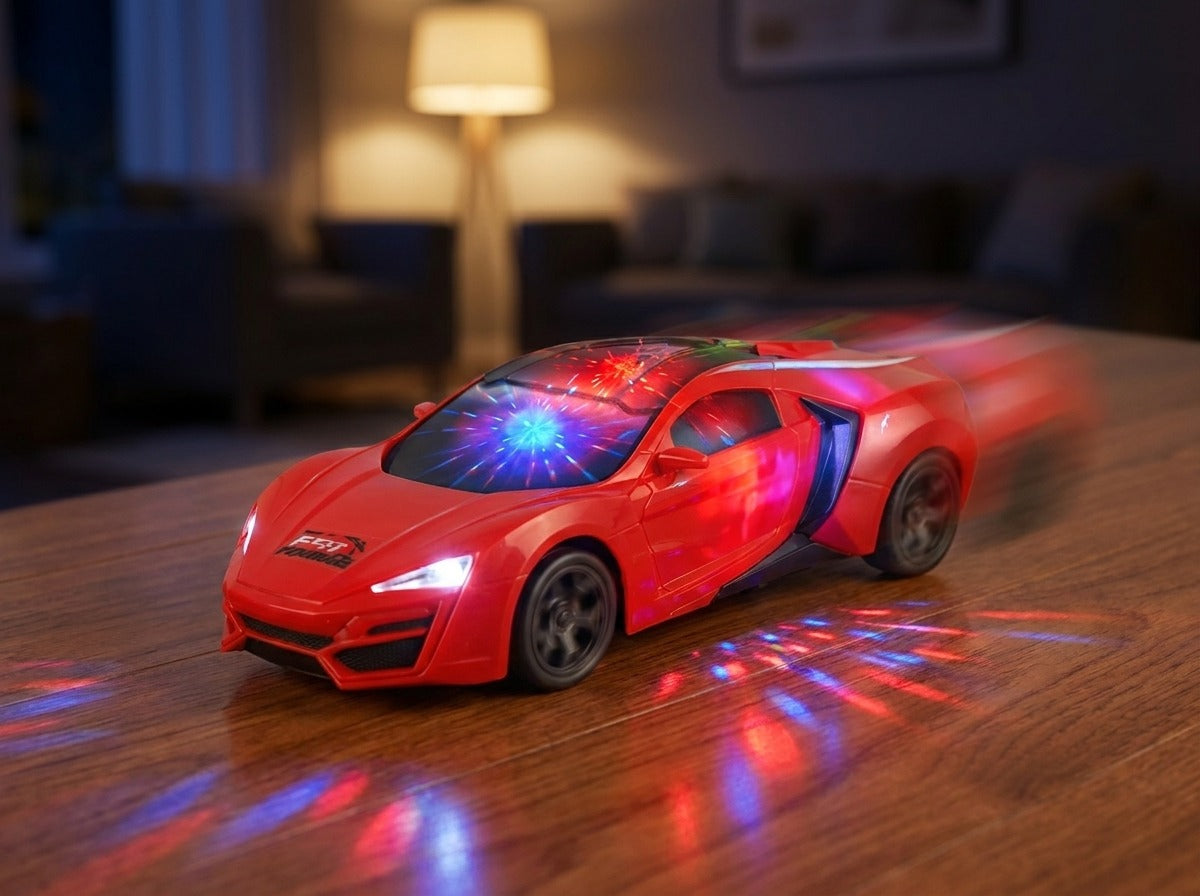 Sports Car Toy with 3D Lights & Music – Bump & Go Action Car [PD.]