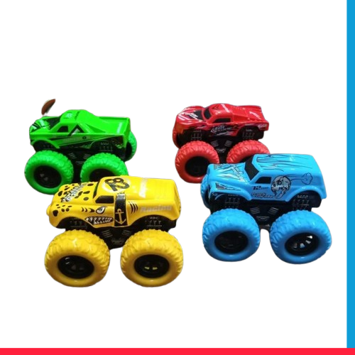 Hot Wheel Pack Of 4 - DIY Speed Launcher Monster Wheel Car Toy [PD]