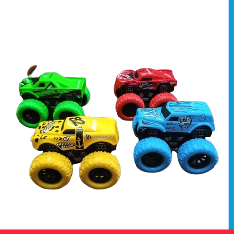 Hot Wheel Pack Of 4 - DIY Speed Launcher Monster Wheel Car Toy [PD]