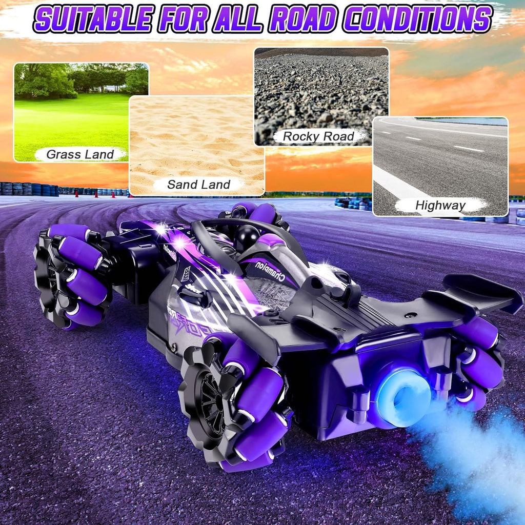 Coikes Remote Controlled Car, 2.4GHz RC Stunt Car with Spray Light, Music, 4WD Off Road Drift RC Car , [PD]