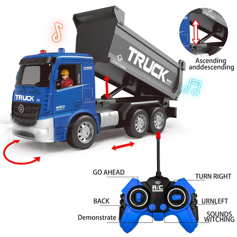 Remote Control Dump Truck Blue Construction Toys [PD]