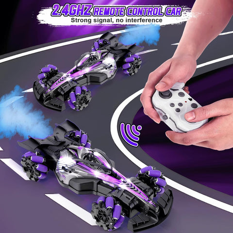 Coikes Remote Controlled Car, 2.4GHz RC Stunt Car with Spray Light, Music, 4WD Off Road Drift RC Car , [PD]