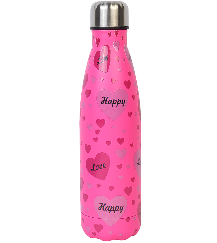 Happy Pink Stainless Steel Water Bottle 500ML [PD][1Pc]