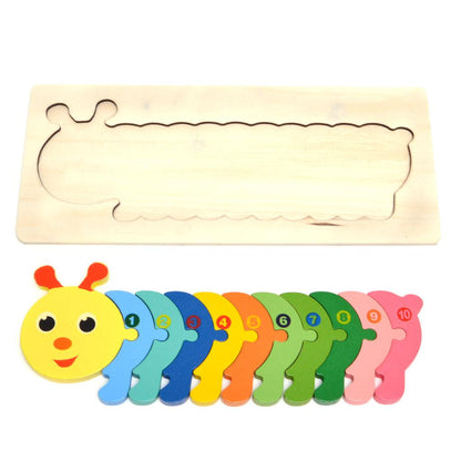 Colorful Wooden Caterpillar Shaped Puzzle with Numerical Number [PD][1Pc]