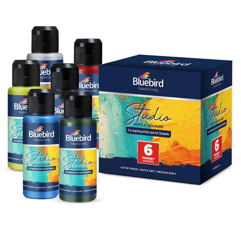 Blue Birds Studio Acrylic Colors â€“ 100 ml â€“ Set of 6 Primary Shades [IP][Pack] - Kaliber