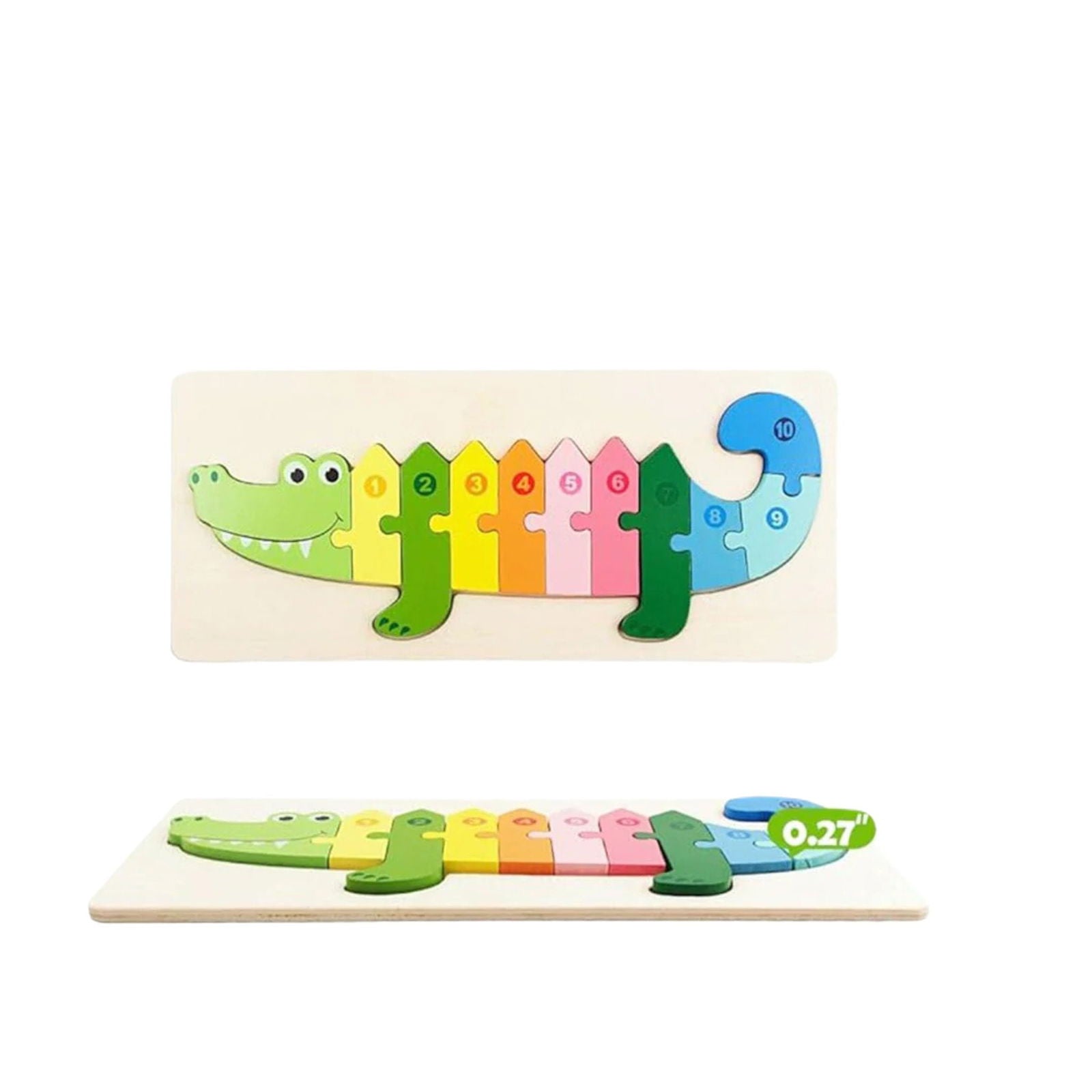 Colorful Wooden Crocodiles Shaped Puzzle with Numerical Number [PD][1Pc] - Kaliber