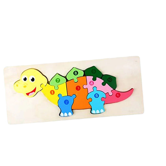 Colorful Wooden Dinosaur Shaped Puzzle with Numerical Number [PD][1Pc] - Kaliber
