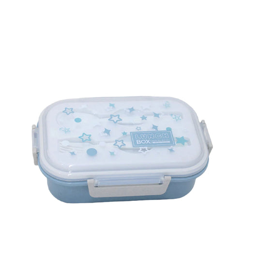 Complete Kids' Lunch Box with Fork and Spoon Light Blue[1Pc][PD] - Kaliber