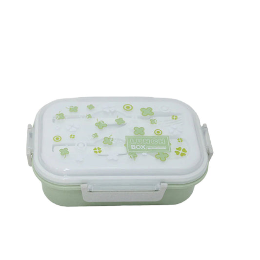 Complete Kids' Lunch Box with Fork and Spoon Light Green[1Pc][PD] - Kaliber