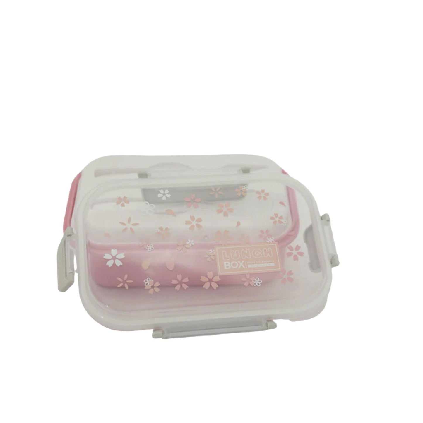 Complete Kids' Lunch Box with Fork and Spoon Pink[1Pc][PD] - Kaliber