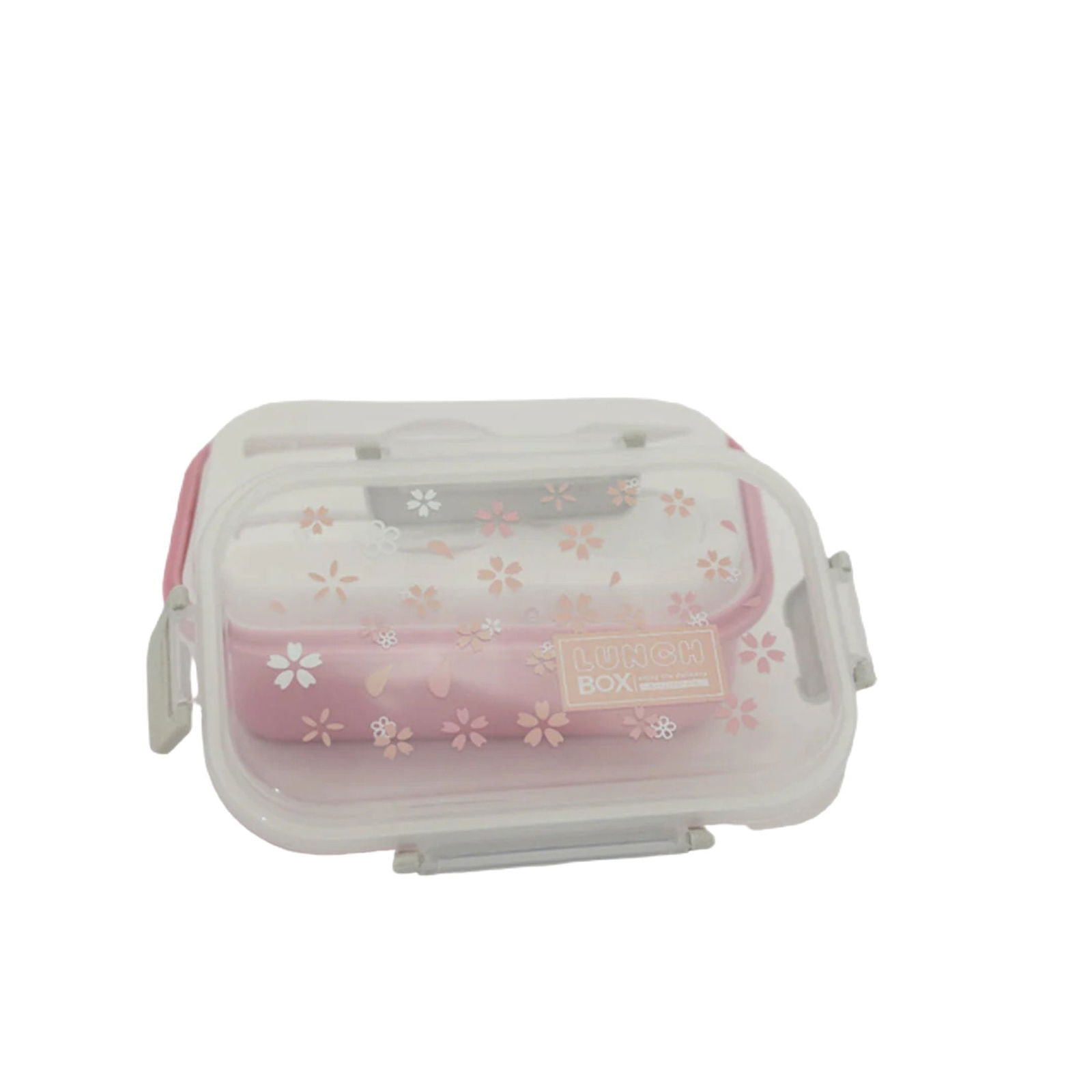 Complete Kids' Lunch Box with Fork and Spoon Pink[1Pc][PD] - Kaliber