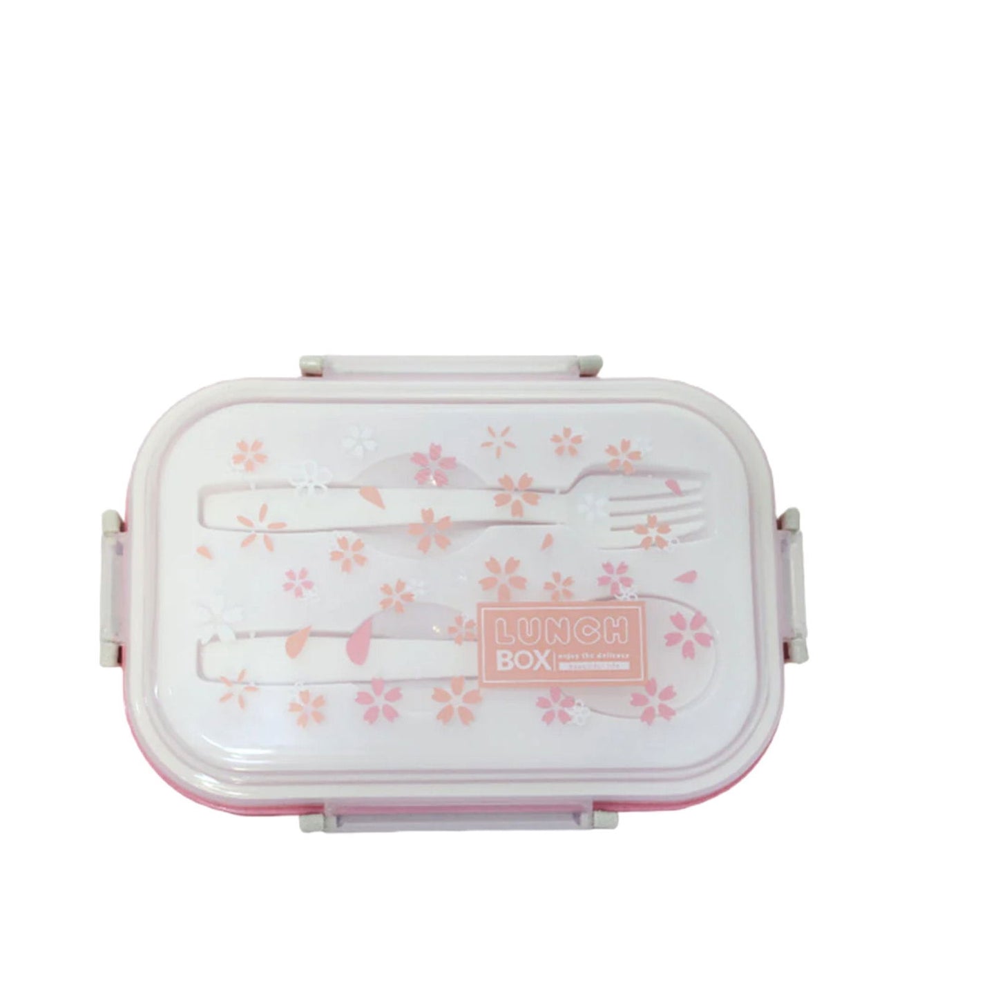 Complete Kids' Lunch Box with Fork and Spoon Pink[1Pc][PD] - Kaliber