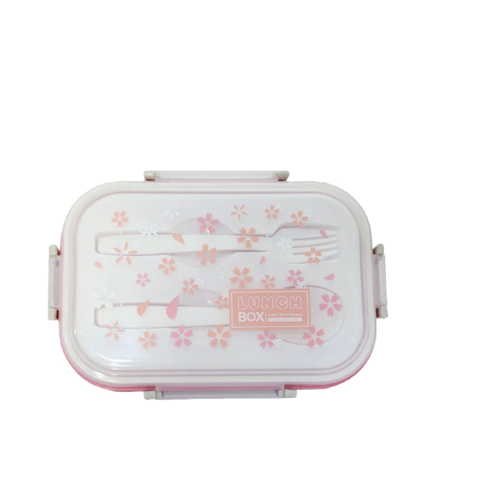Complete Kids' Lunch Box with Fork and Spoon Pink[1Pc][PD] - Kaliber