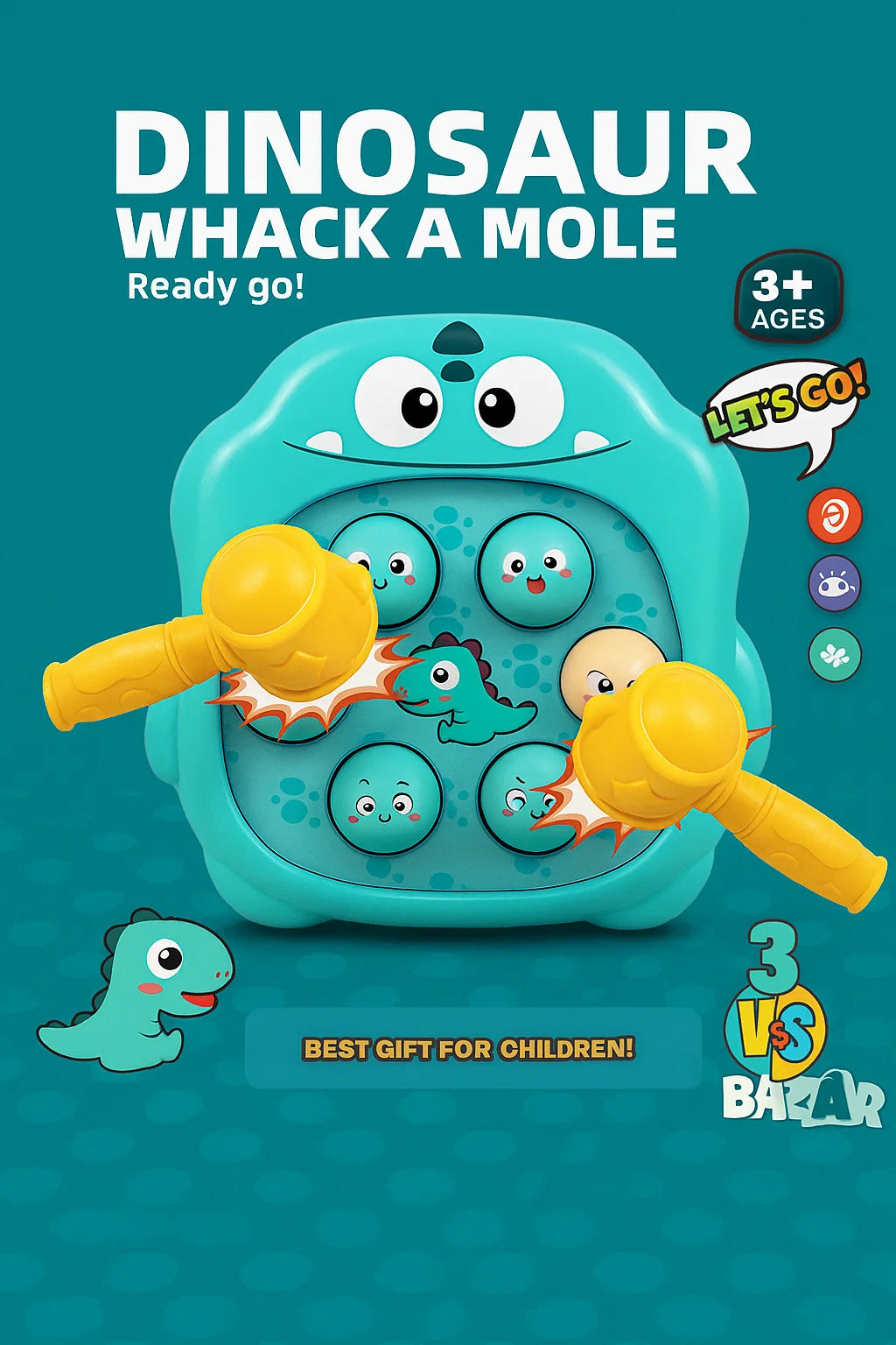 DINOSAUR WHACK A MOLE TOYS [PD]