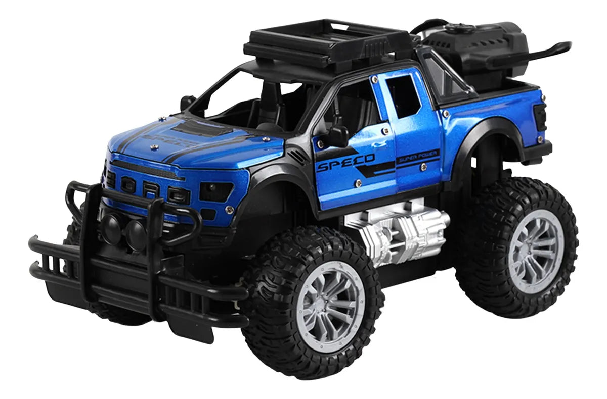 Alloy Off Road Vehicle Door Opening Remote Control Vehicle Spray Off Road Vehicle Children Toy Car Blue [PD]