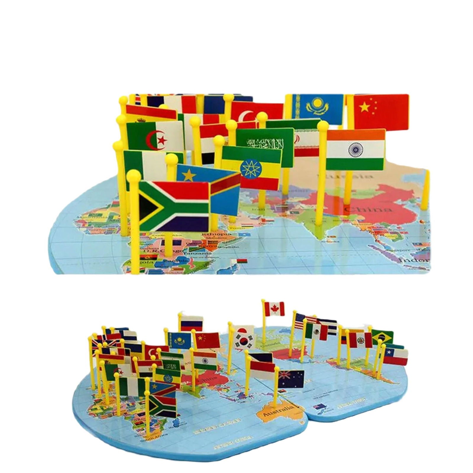 Educational Wooden World Map National Flags [PD][1Pc] - Kaliber