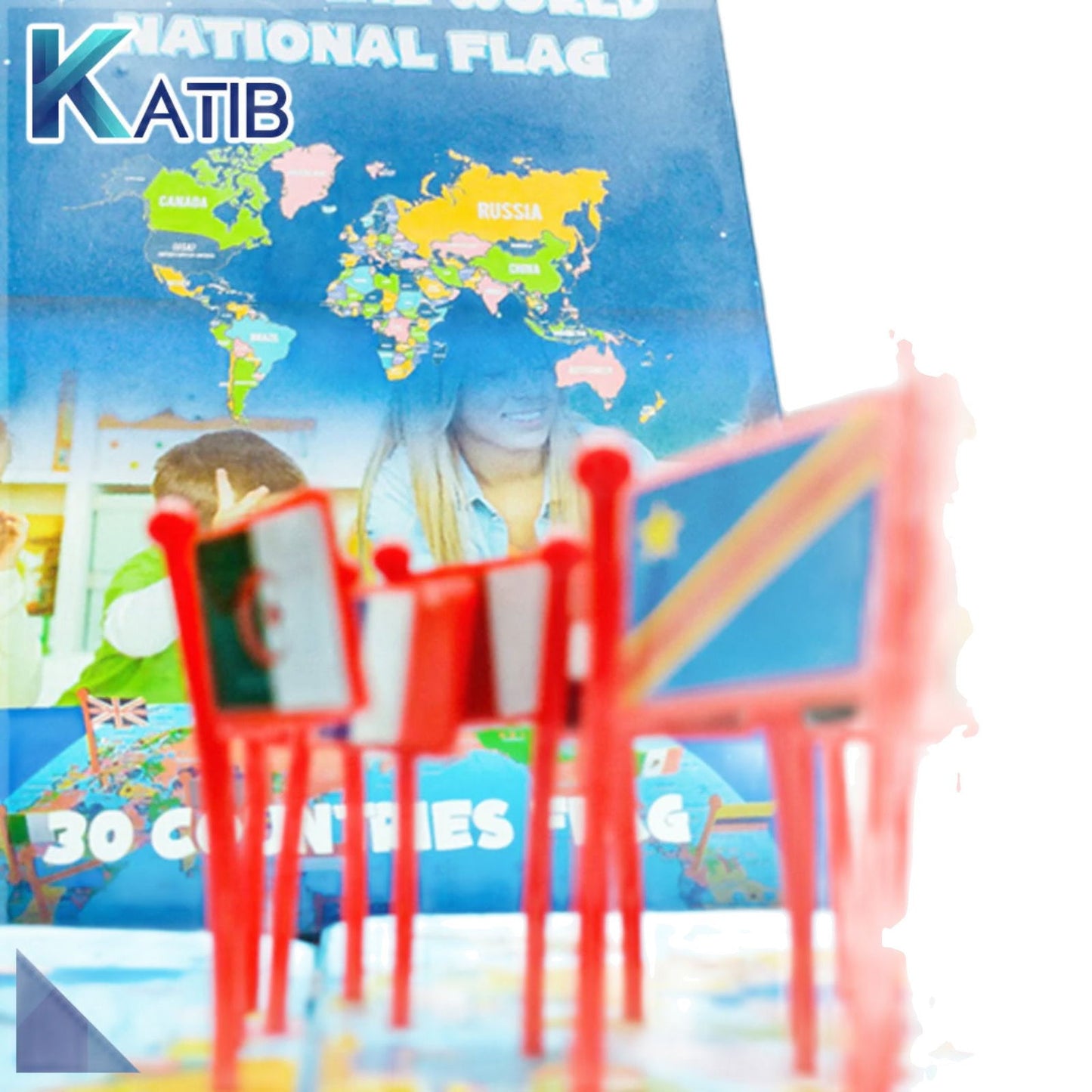 Educational Wooden World Map National Flags [PD][1Pc] - Kaliber