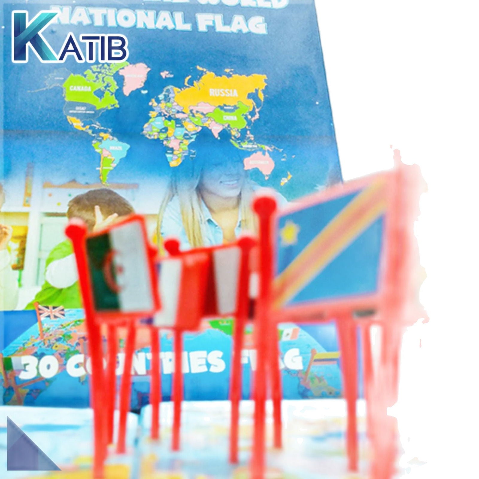 Educational Wooden World Map National Flags [PD][1Pc] - Kaliber