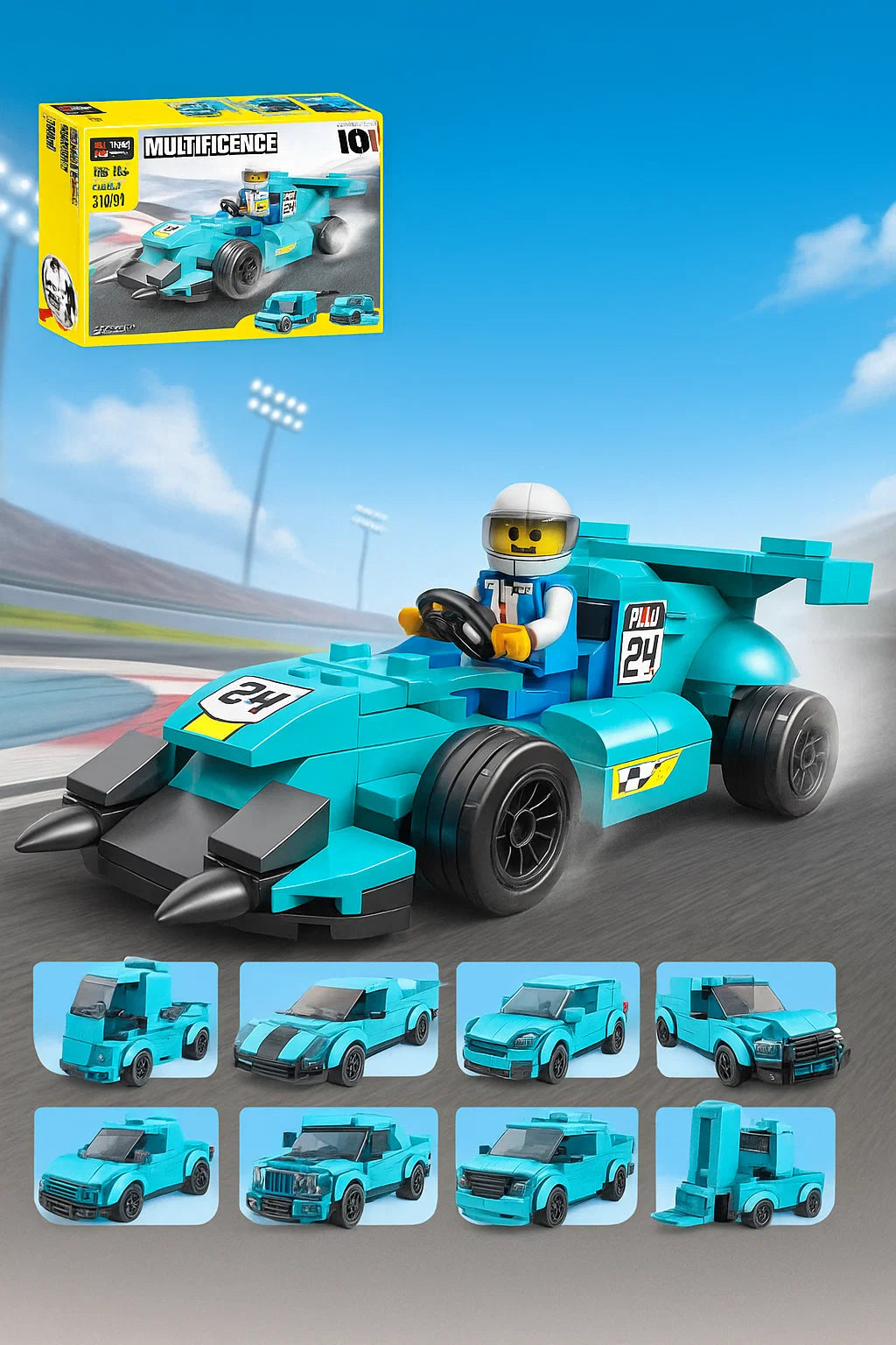 Decool Multi Blue Ghost Racing Cars 10 201 pieces [PD][1Pc]