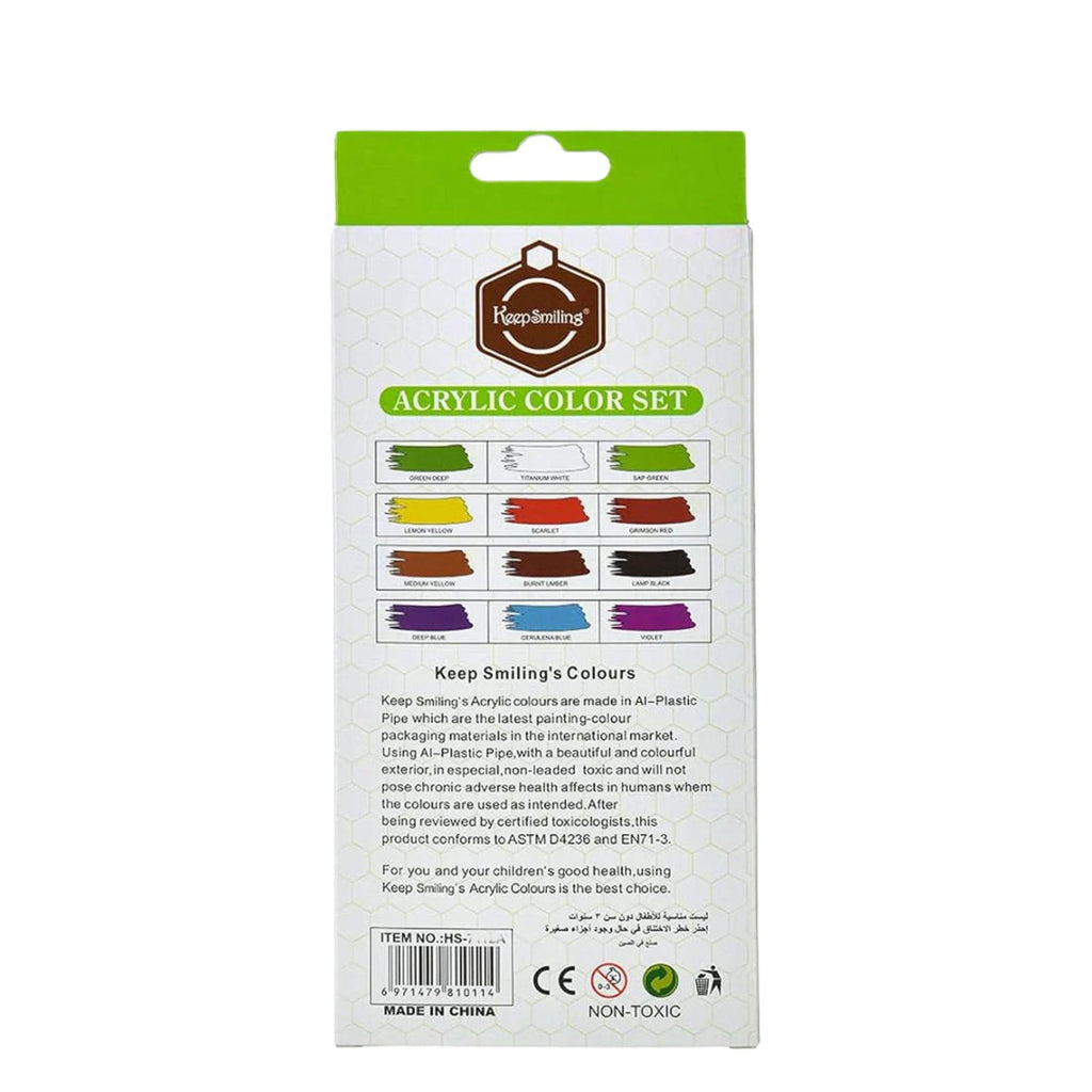 Keep smiling Acrylic Paint Tubes 6ml [PD][12's Set] - Kaliber