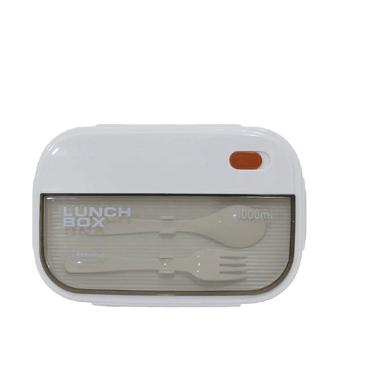 Kids Wheat Straw LunchBox With Spoon & Fork- Gray 1000ml[1Pc][PD] - Kaliber
