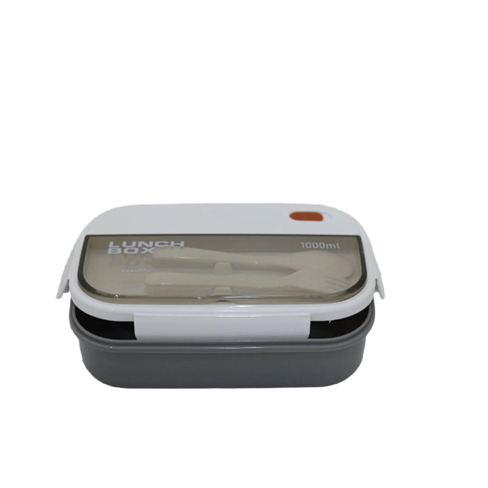 Kids Wheat Straw LunchBox With Spoon & Fork- Gray 1000ml[1Pc][PD] - Kaliber