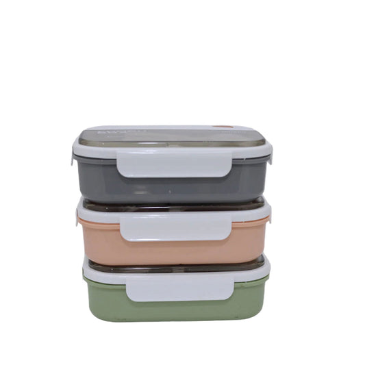Kids Wheat Straw LunchBox With Spoon & Fork- Green 1000ml[1Pc][PD] - Kaliber