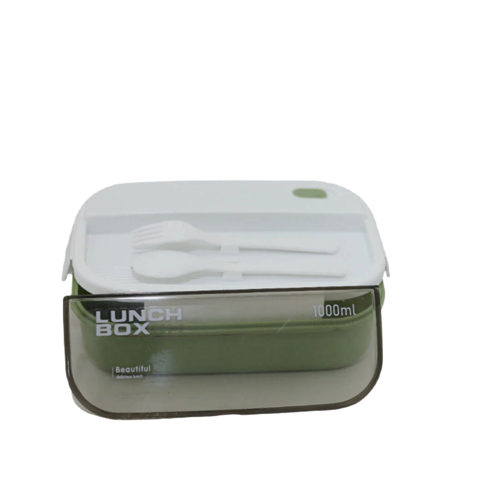 Kids Wheat Straw LunchBox With Spoon & Fork- Green 1000ml[1Pc][PD] - Kaliber