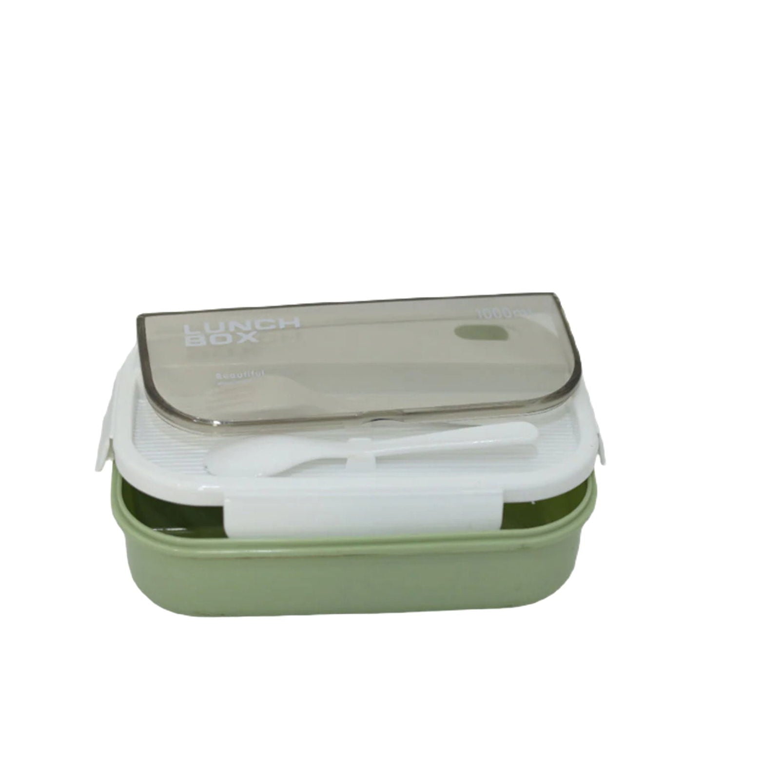 Kids Wheat Straw LunchBox With Spoon & Fork- Green 1000ml[1Pc][PD] - Kaliber