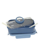 Lunch Box Microwavable with Fork Spoon 2 Compartments Blue [1Set][PD] - Kaliber